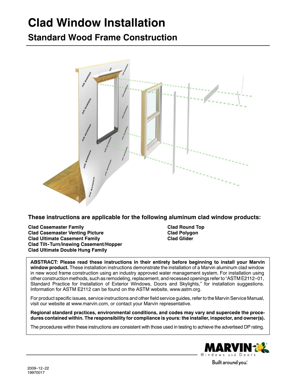 Clad Window Installation Standard Wood Frame Construction