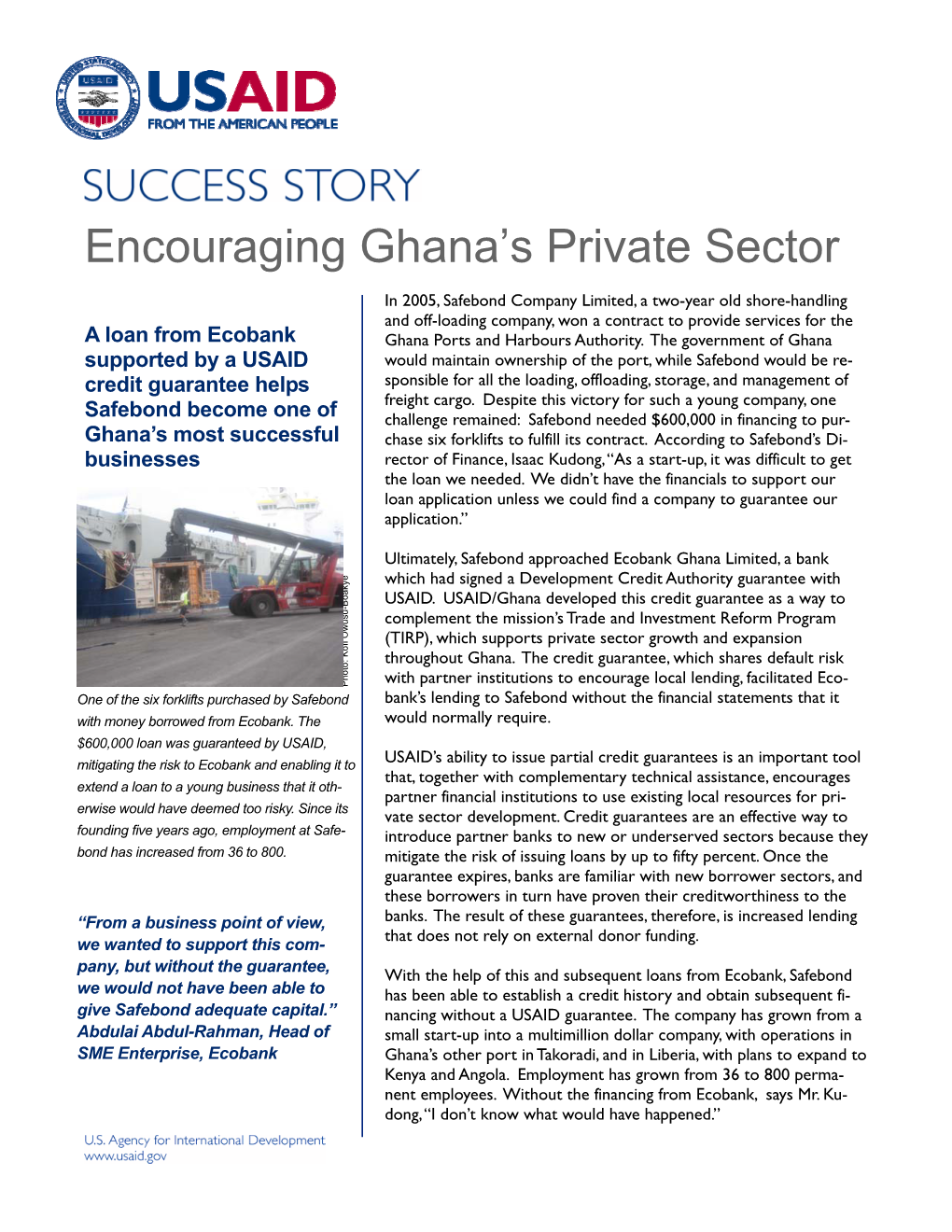 Encouraging Ghana's Private Sector