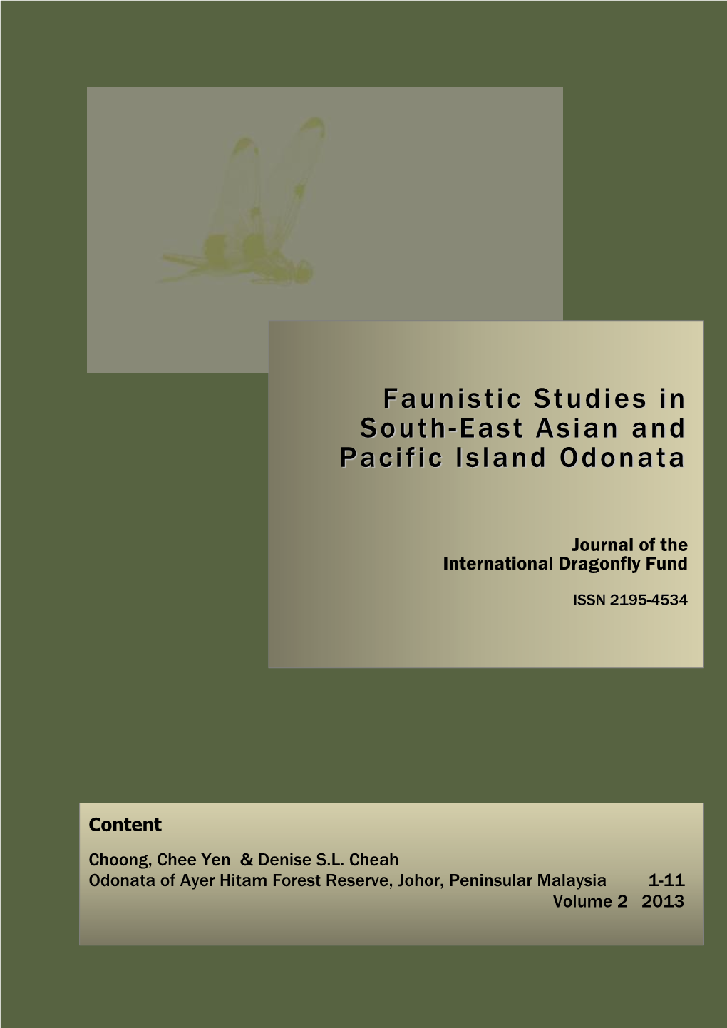 Faunistic Studies in South-East Asian and Pacific Island Odonata