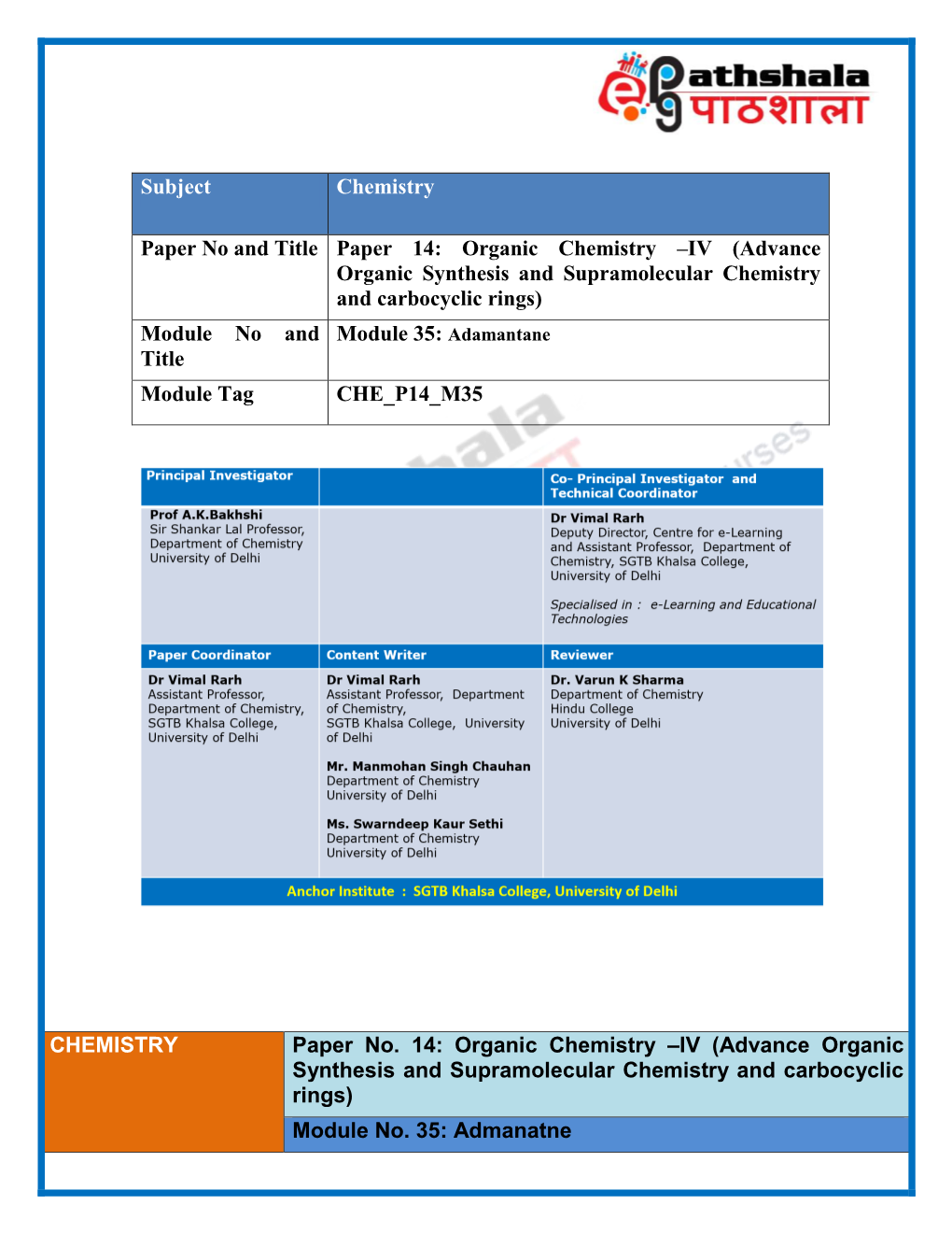 Bsc Chemistry