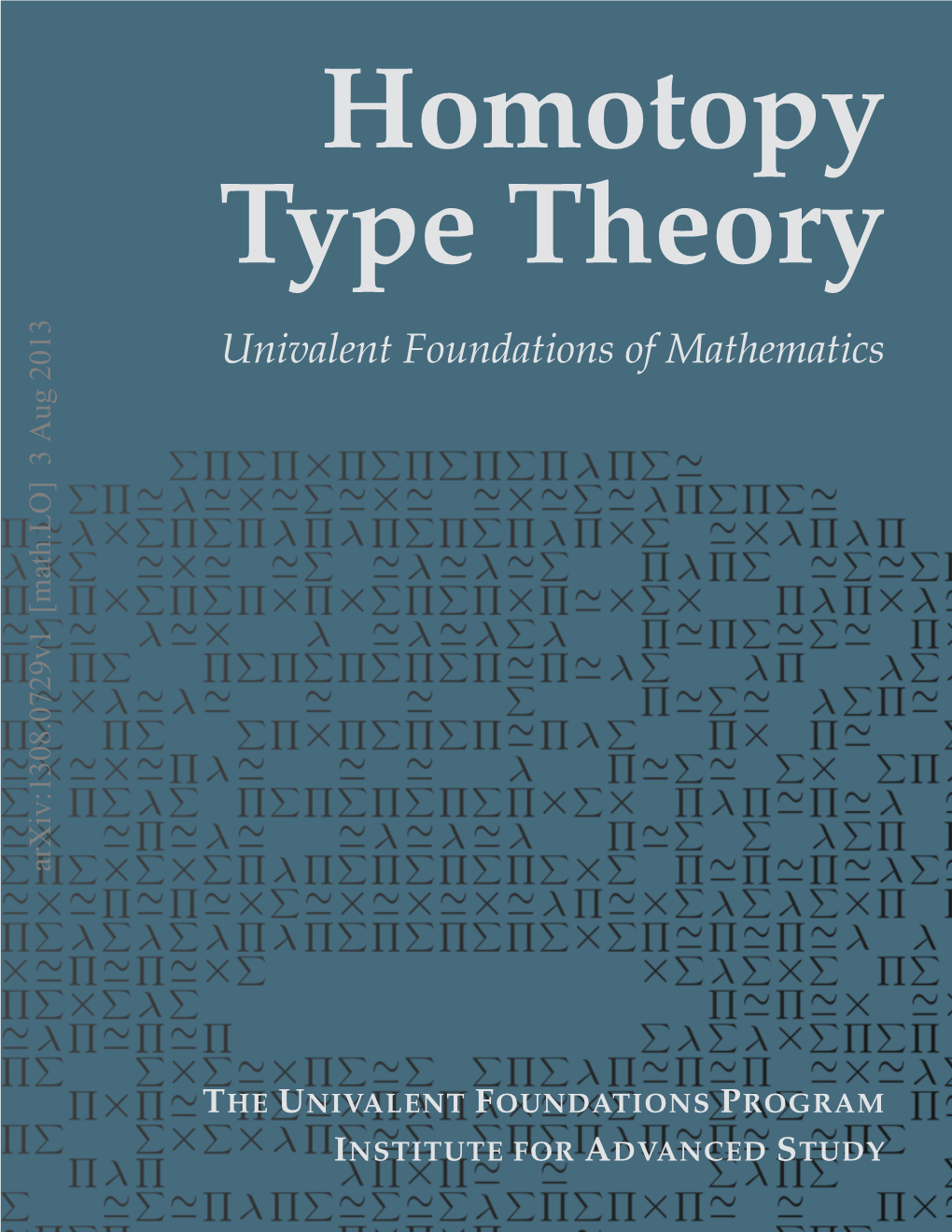 Homotopy Type Theory: Univalent Foundations of Mathematics