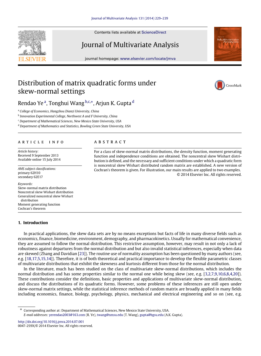 Distribution of Matrix Quadratic Forms Under Skew-Normal Settings