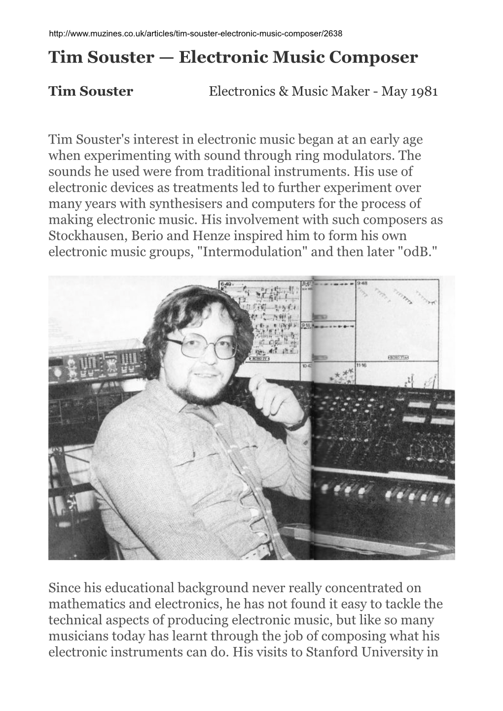 Tim Souster — Electronic Music Composer