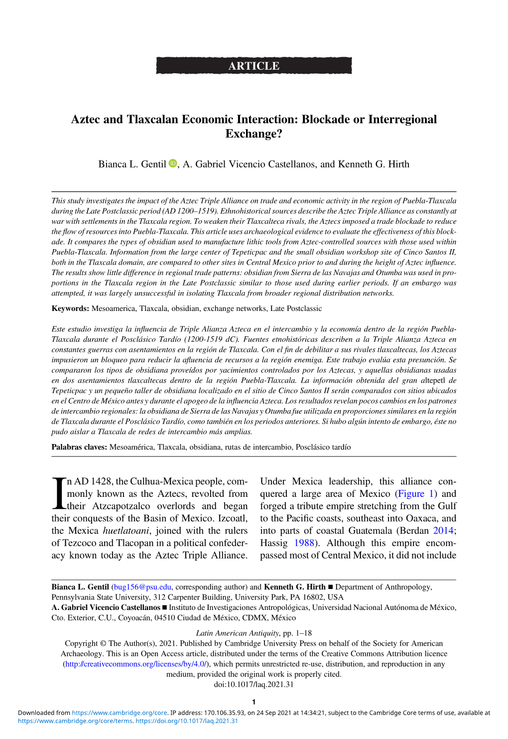 Aztec and Tlaxcalan Economic Interaction: Blockade Or Interregional Exchange?