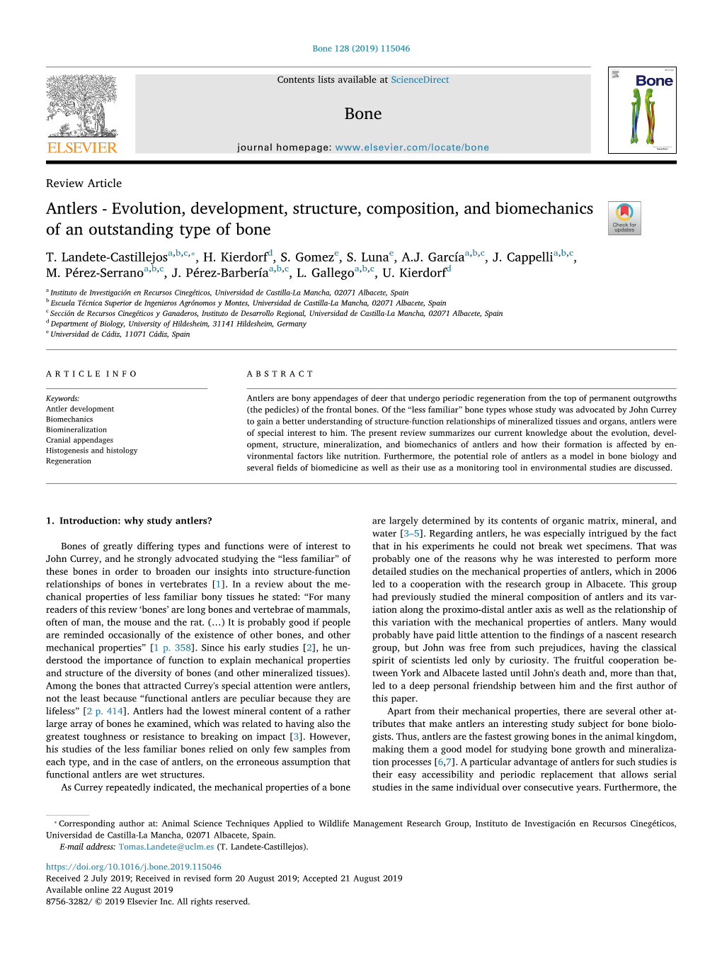 Antlers - Evolution, Development, Structure, Composition, and Biomechanics of an Outstanding Type of Bone T ⁎ T