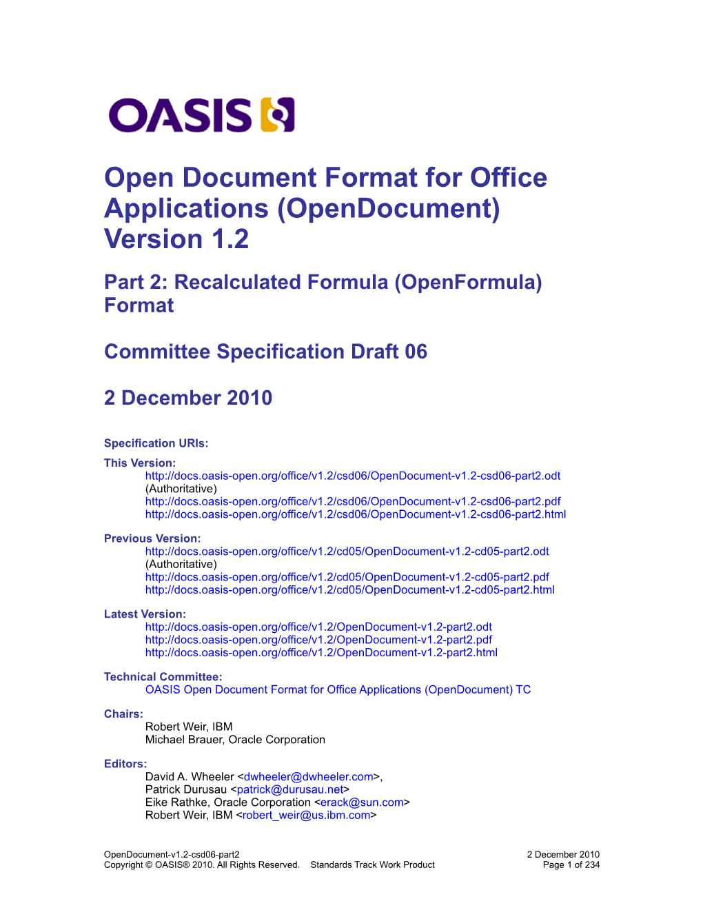 Recalculated Formula (Openformula) Format