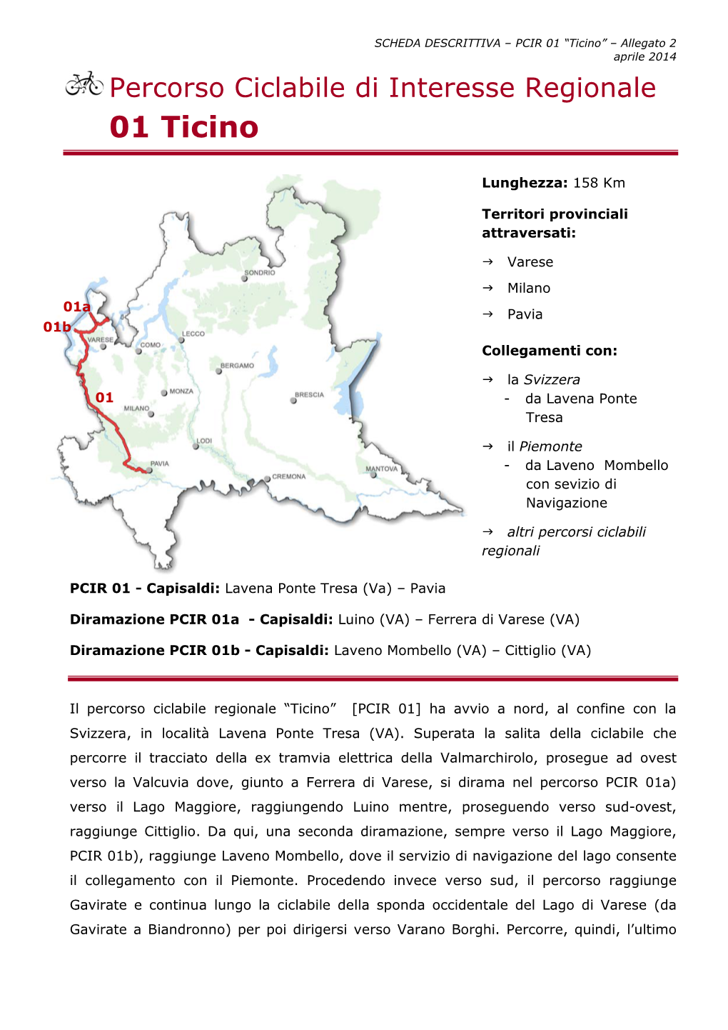 Percorso Ciclabile Di Interesse Regionale 01 Ticino