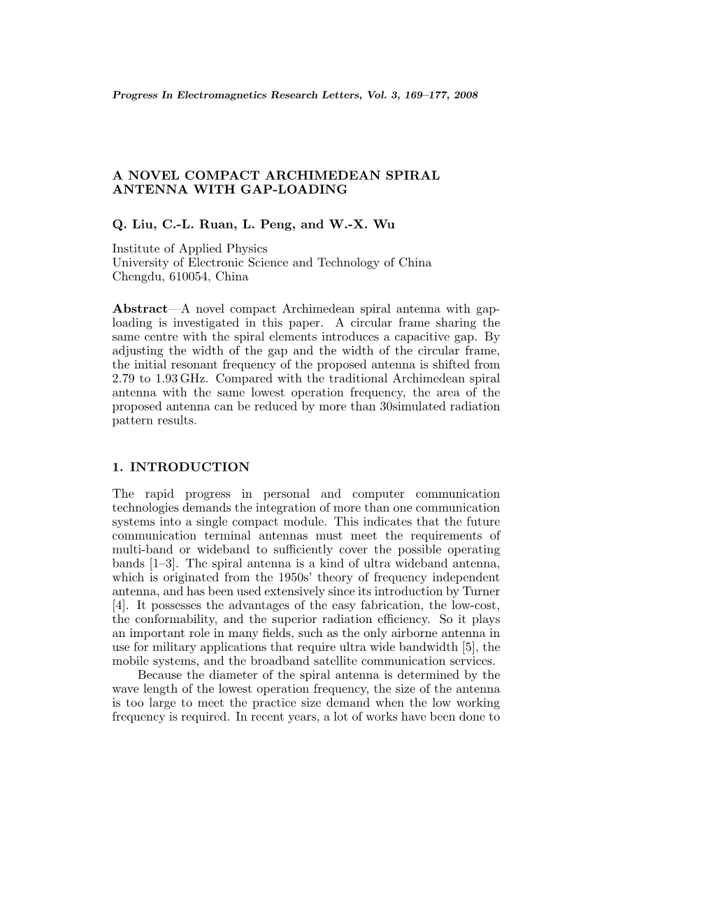 A Novel Compact Archimedean Spiral Antenna with Gap-Loading