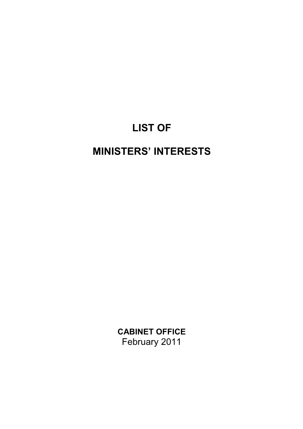 List of Ministers' Interests