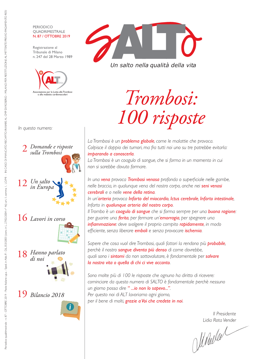 Trombosi: 100 Risposte