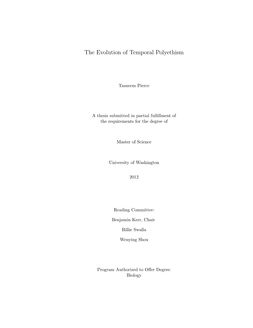 The Evolution of Temporal Polyethism