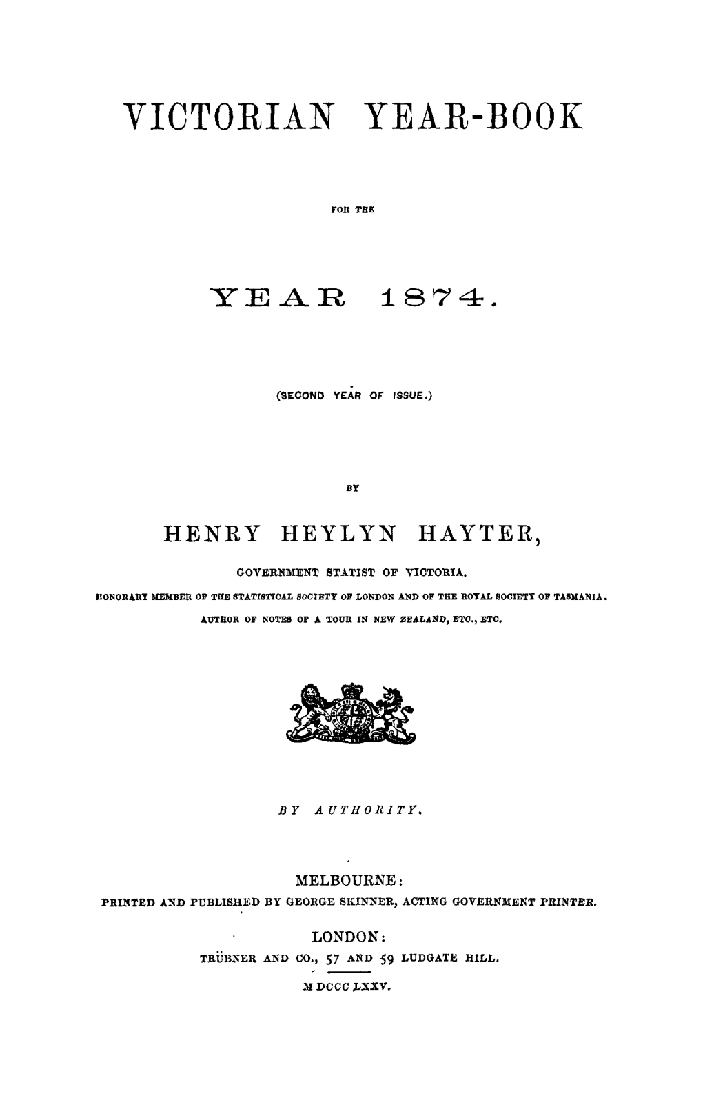 Victorian Year Book 1874