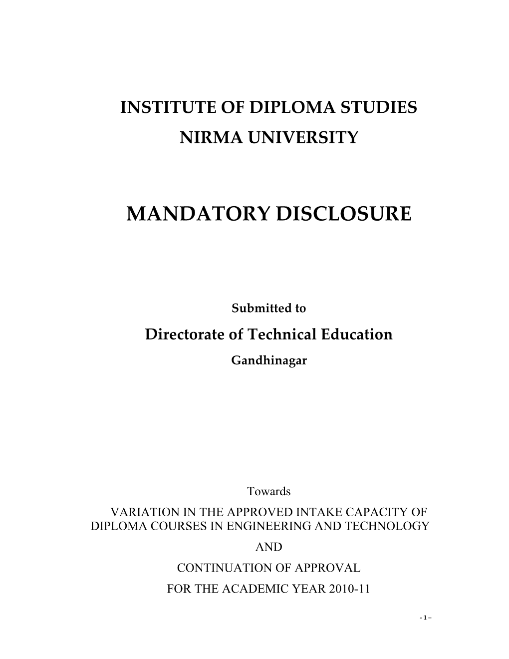 Institute of Management Nirma University Mandatory Disclosure.Pdf
