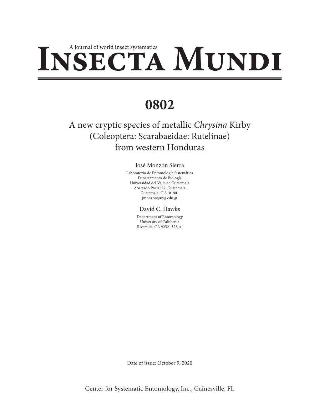 Insecta Mundi 0802: 1–5