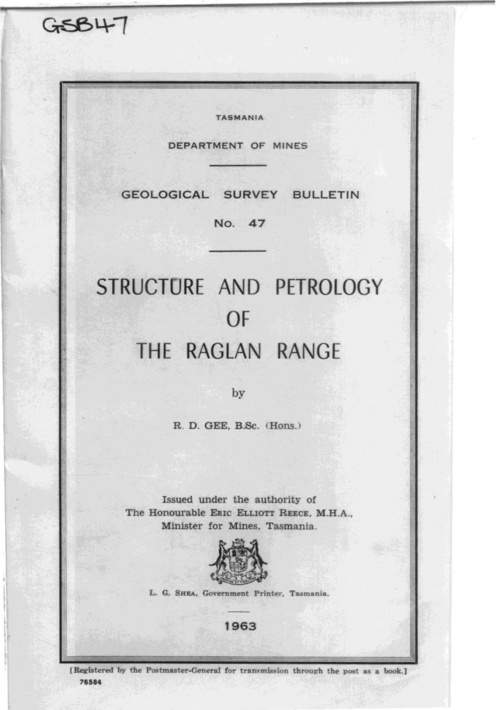 Structore and Petrology of the Raglan Range