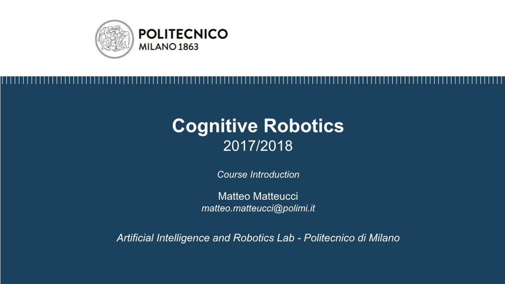 Cognitive Robotics 2017/2018