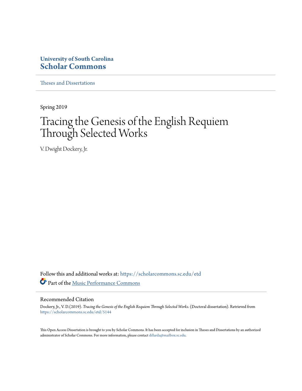 Tracing the Genesis of the English Requiem Through Selected Works V