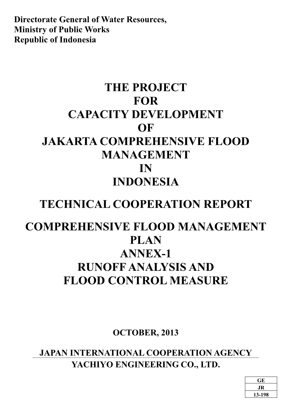 The Project for Capacity Development of Jakarta Comprehensive Flood Management in Indonesia