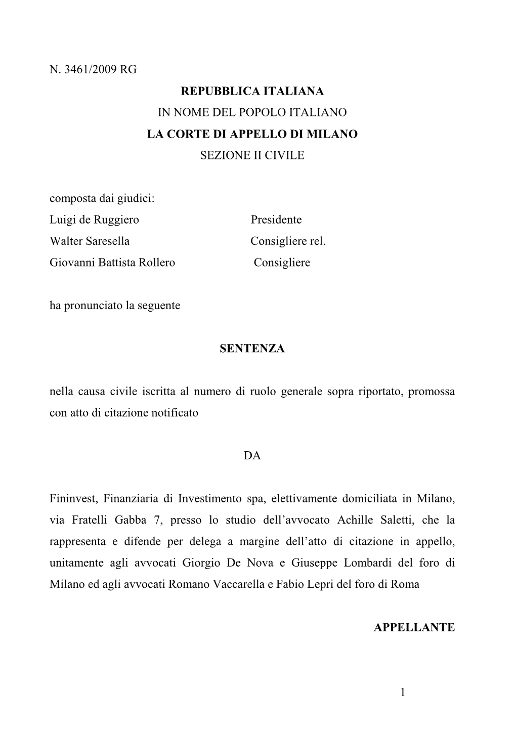 Svolgimento Del Processo