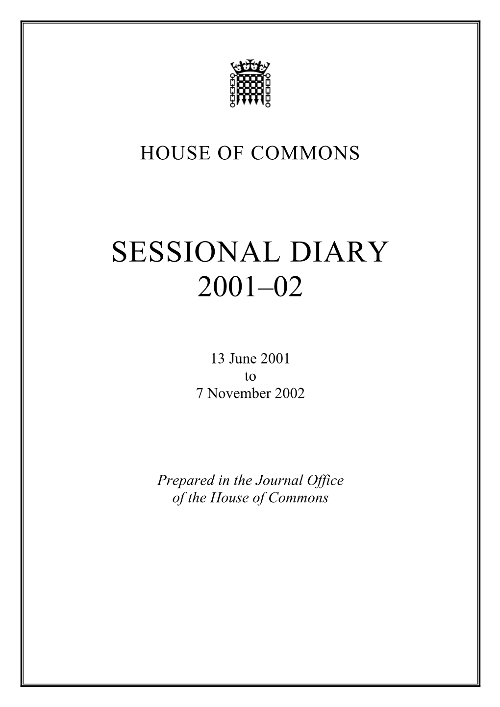 Sessional Diary 2001–02