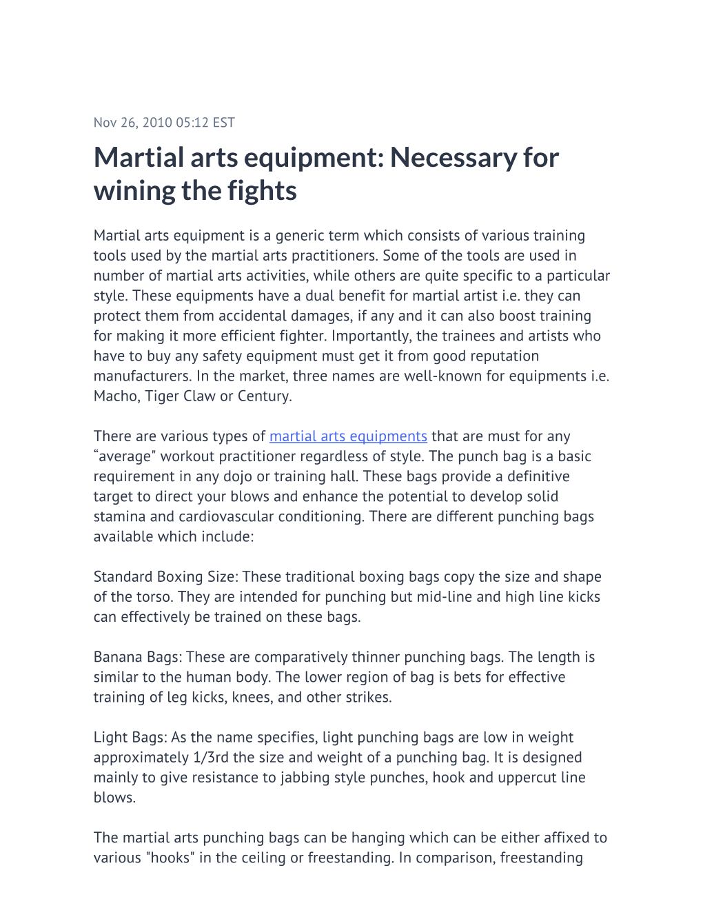 Martial Arts Equipment: Necessary for Wining the Fights