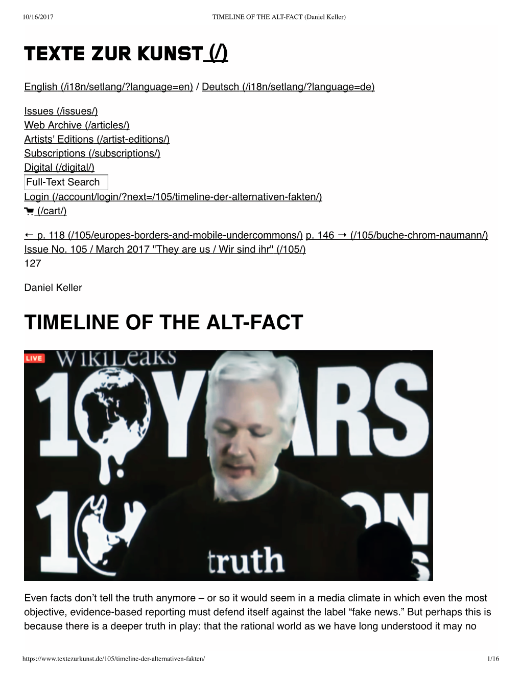 TIMELINE of the ALT-FACT (Daniel Keller)