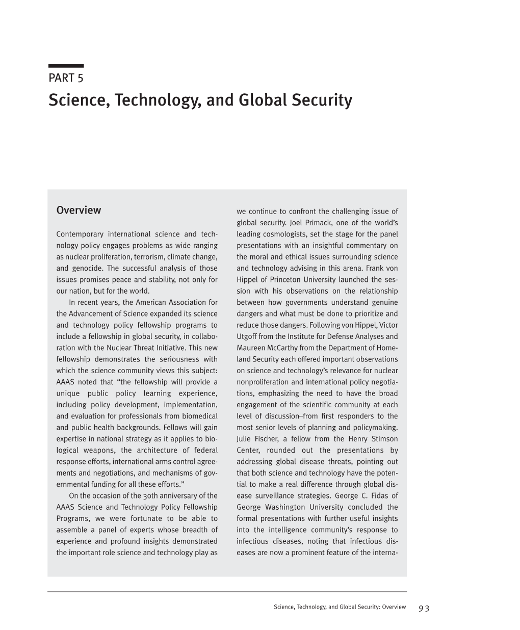 Science, Technology, and Global Security