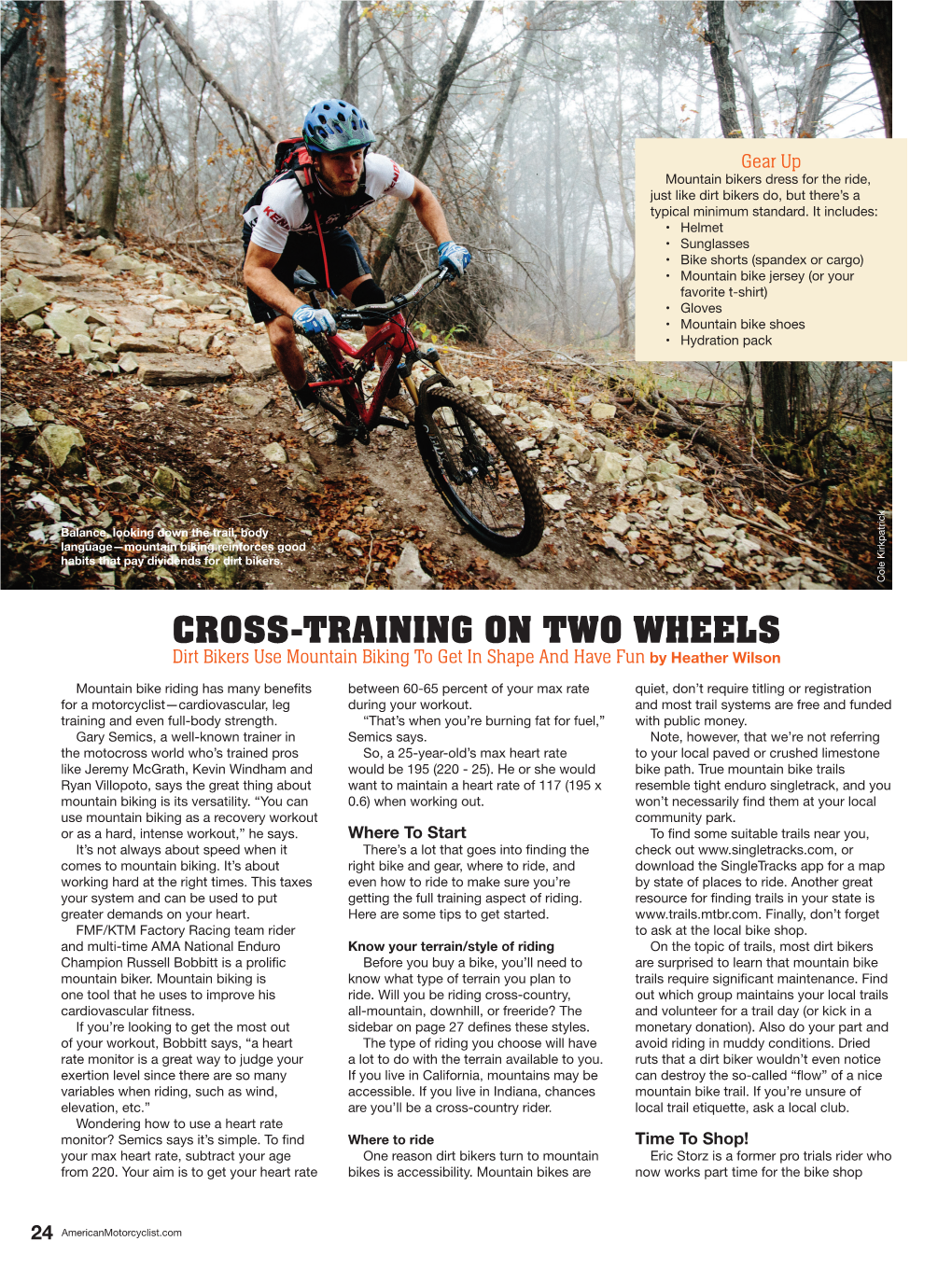 CROSS-TRAINING on TWO WHEELS Dirt Bikers Use Mountain Biking to Get in Shape and Have Fun by Heather Wilson