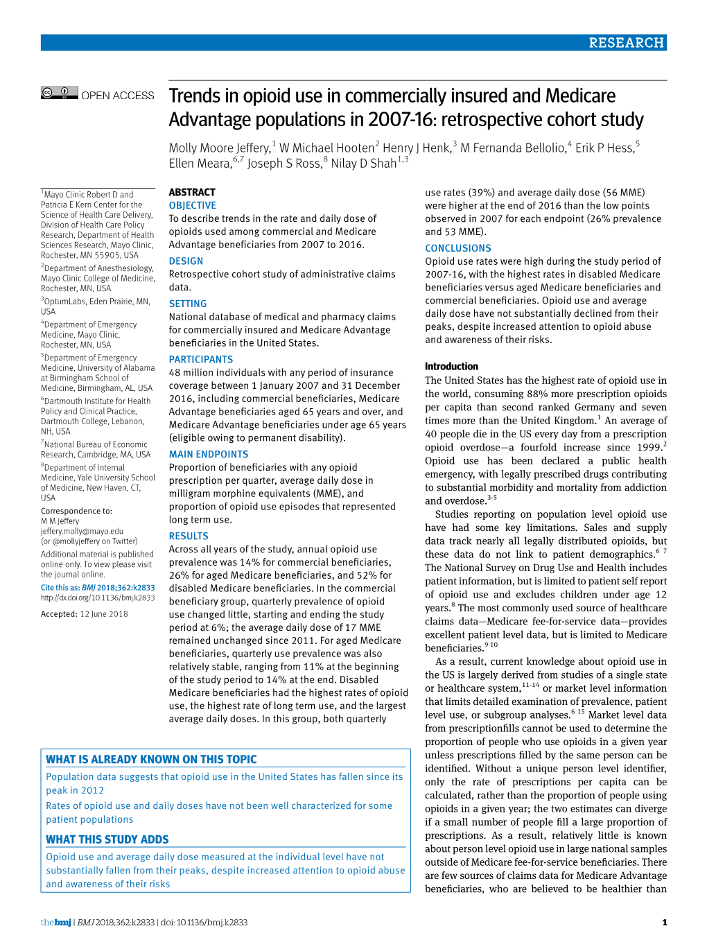 Trends in Opioid Use in Commercially Insured and Medicare Advantage