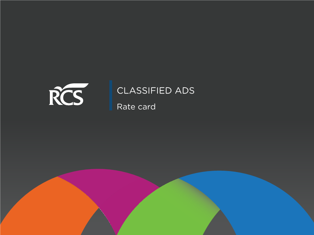 CLASSIFIED ADS Rate Card RCS MEDIAGROUP CLASSIFIED ADS DIVISIONE PUBBLICITÀ
