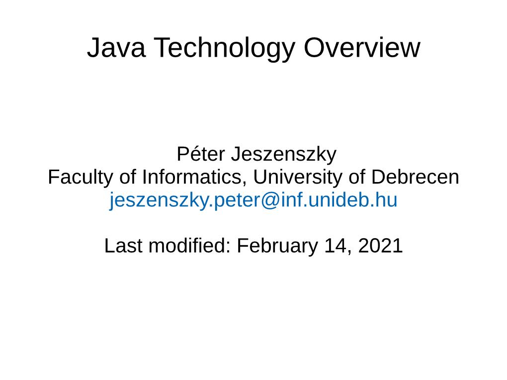Java Technology Overview