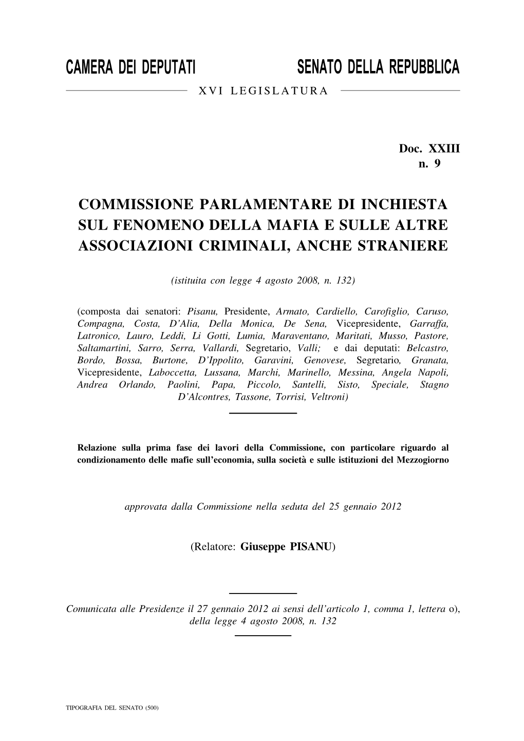 Senato Della Repubblica Camera Dei Deputati