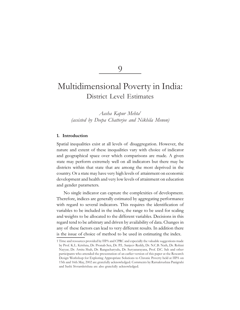 Multidimensional Poverty in India: District Level Estimates