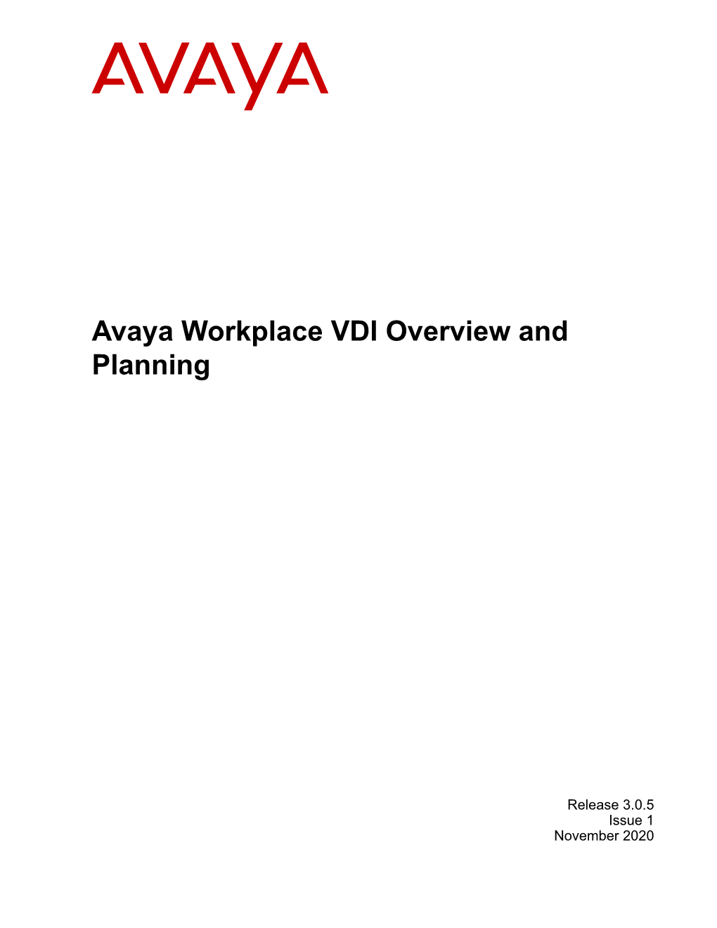 Avaya Workplace VDI Overview and Planning