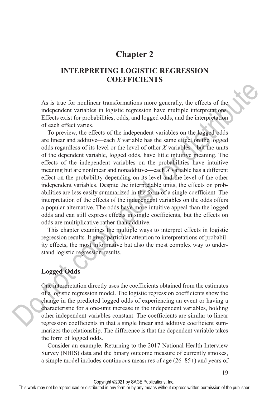 Chapter 2: Interpreting Logistic Regression Coefficients