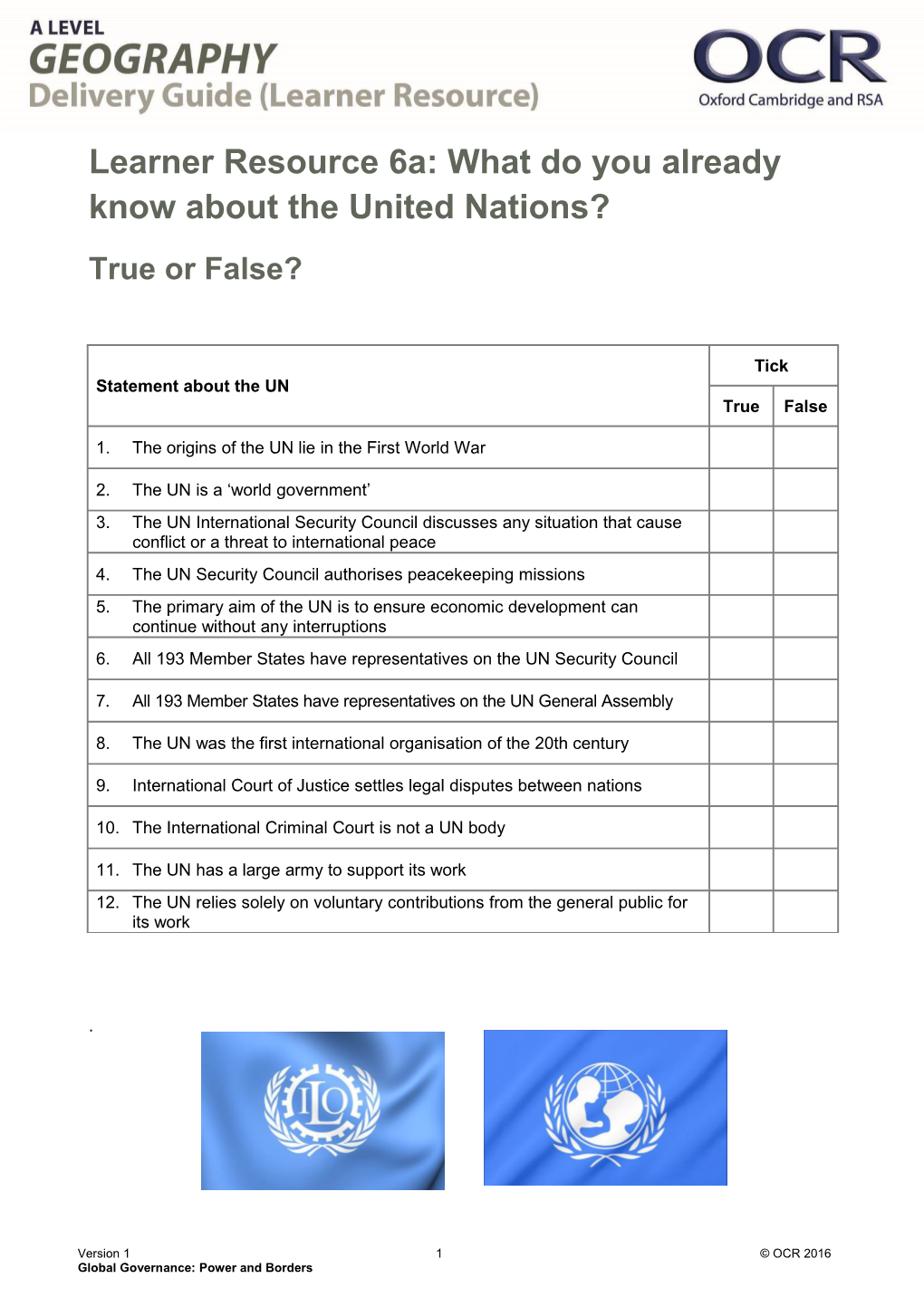 A Level Geography Delivery Guide (Learner Resource) - Global Governance: Option D Power