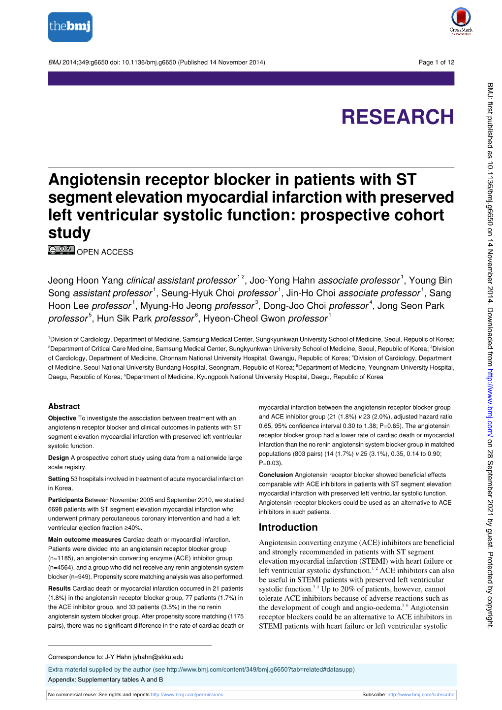 Angiotensin Receptor Blocker in Patients with ST Segment Elevation