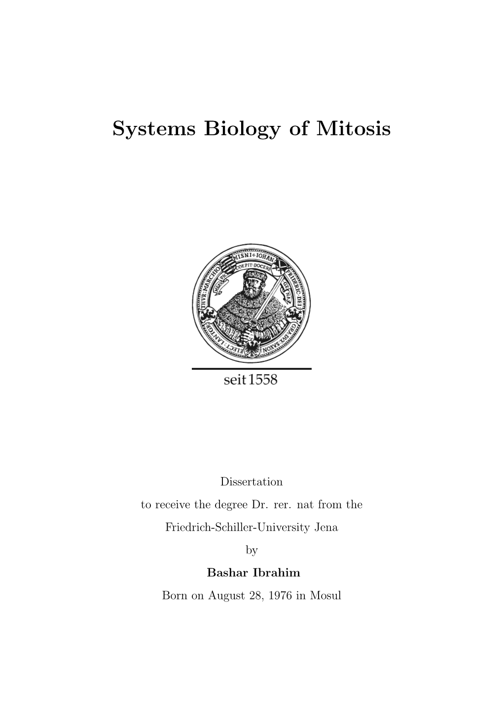 Systems Biology of Mitosis