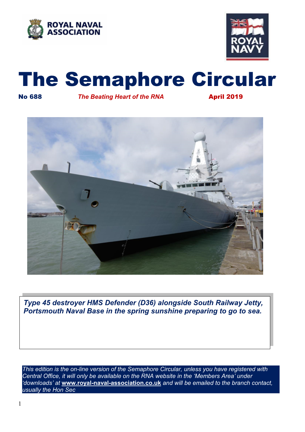 The Semaphore Circular No 688 the Beating Heart of the RNA April 2019