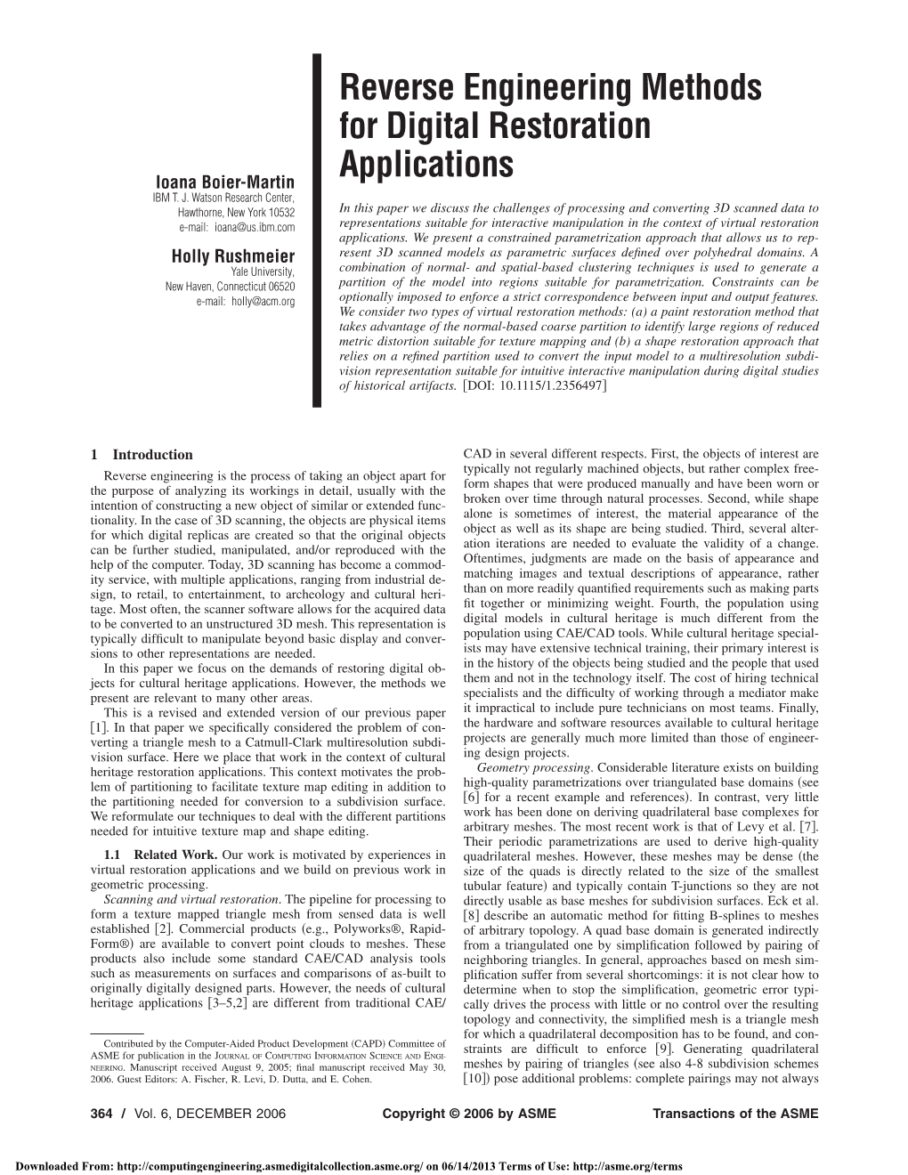 Reverse Engineering Methods for Digital Restoration Applications