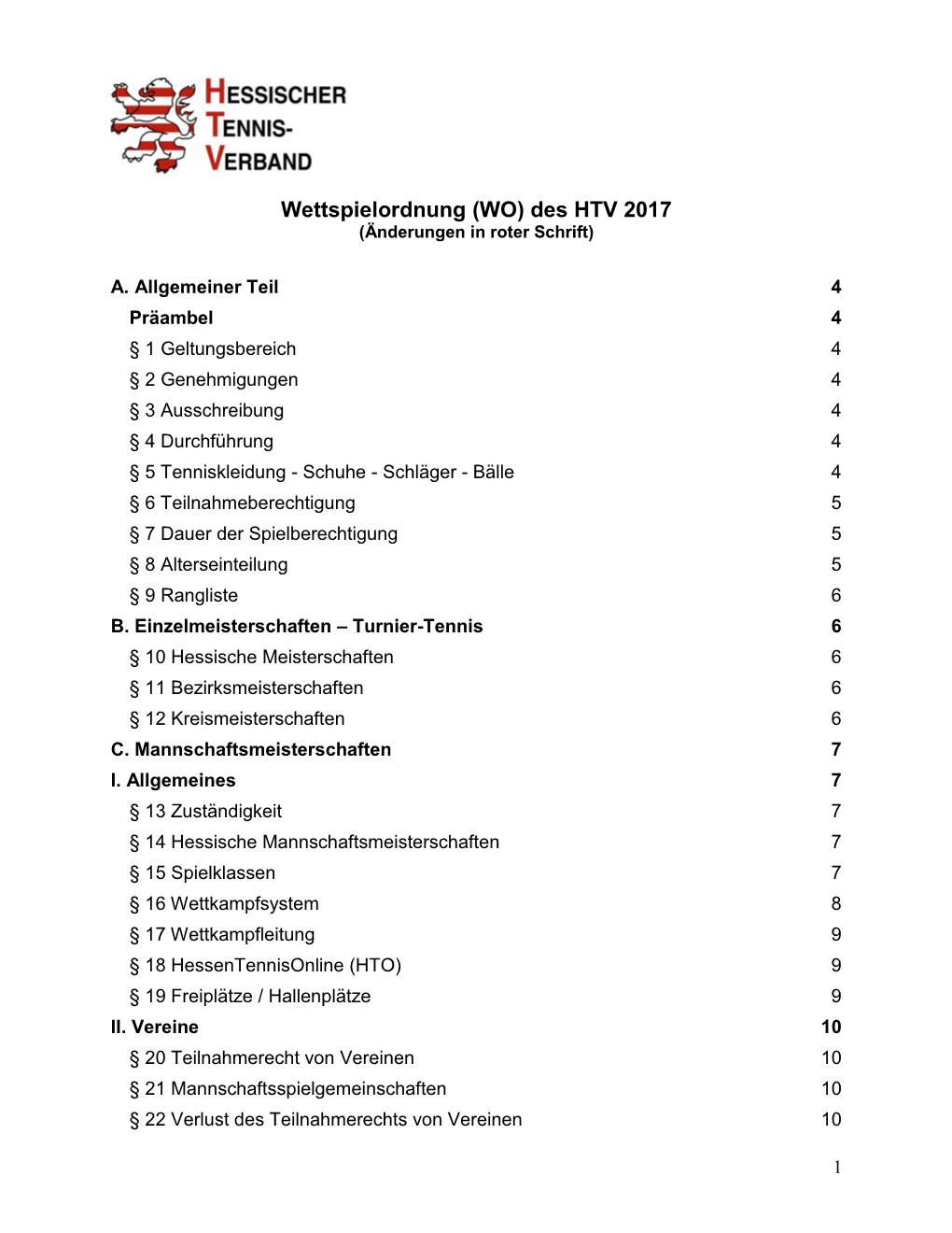 Wettspielordnung Des HTV Bleibt Unberührt