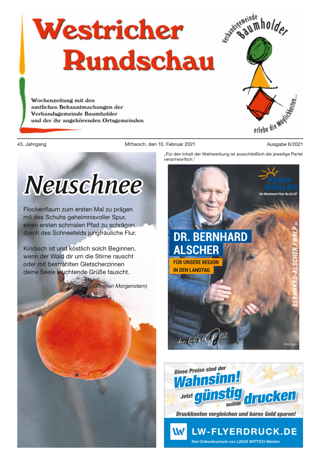 Baumholder - 2 - Ausgabe 6/2021 ANRUF GENÜGT 20 X 0,50-L-Kiste Zzgl