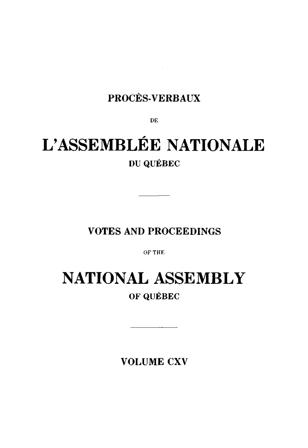 L'assemblée Nationale Du Québec
