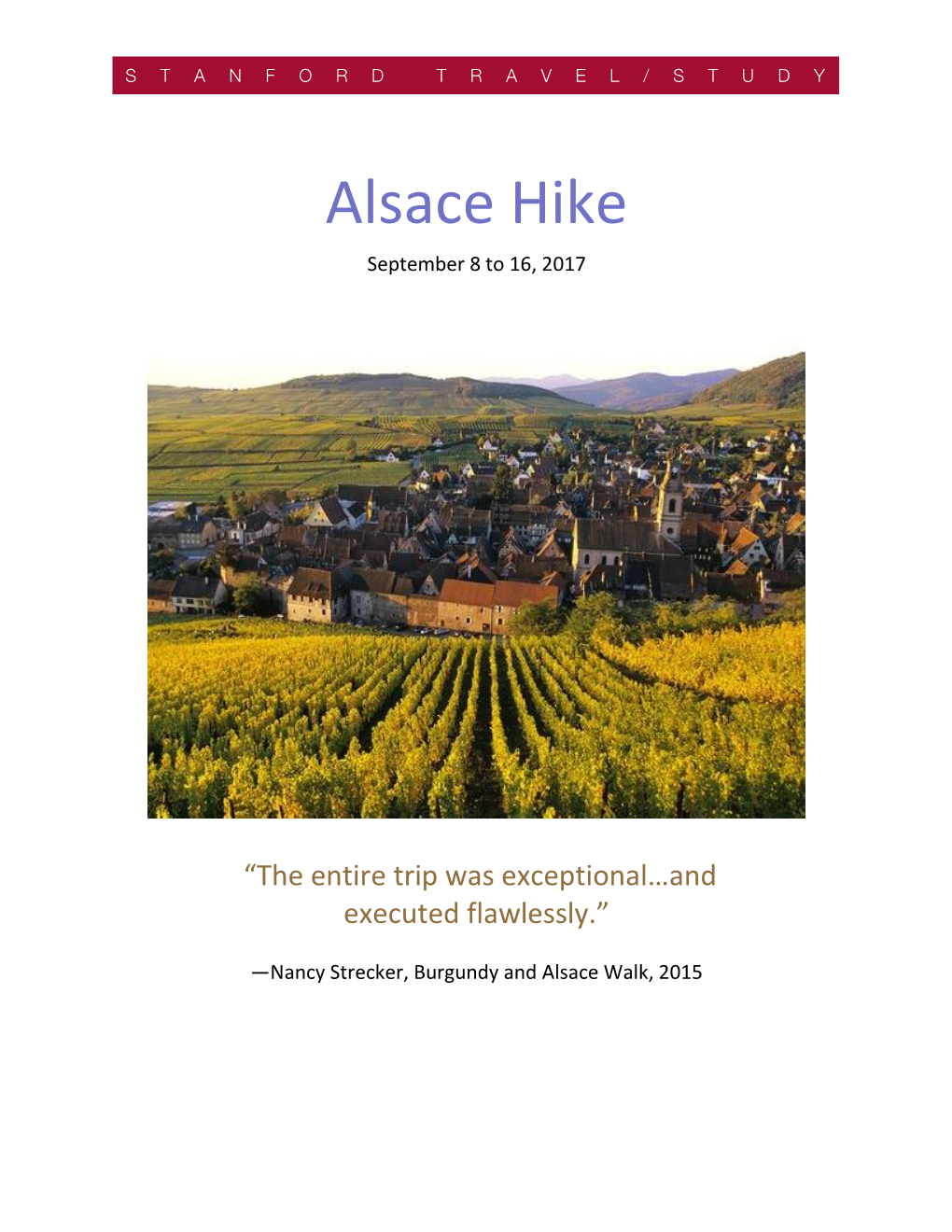 Alsace Hike September 8 to 16, 2017