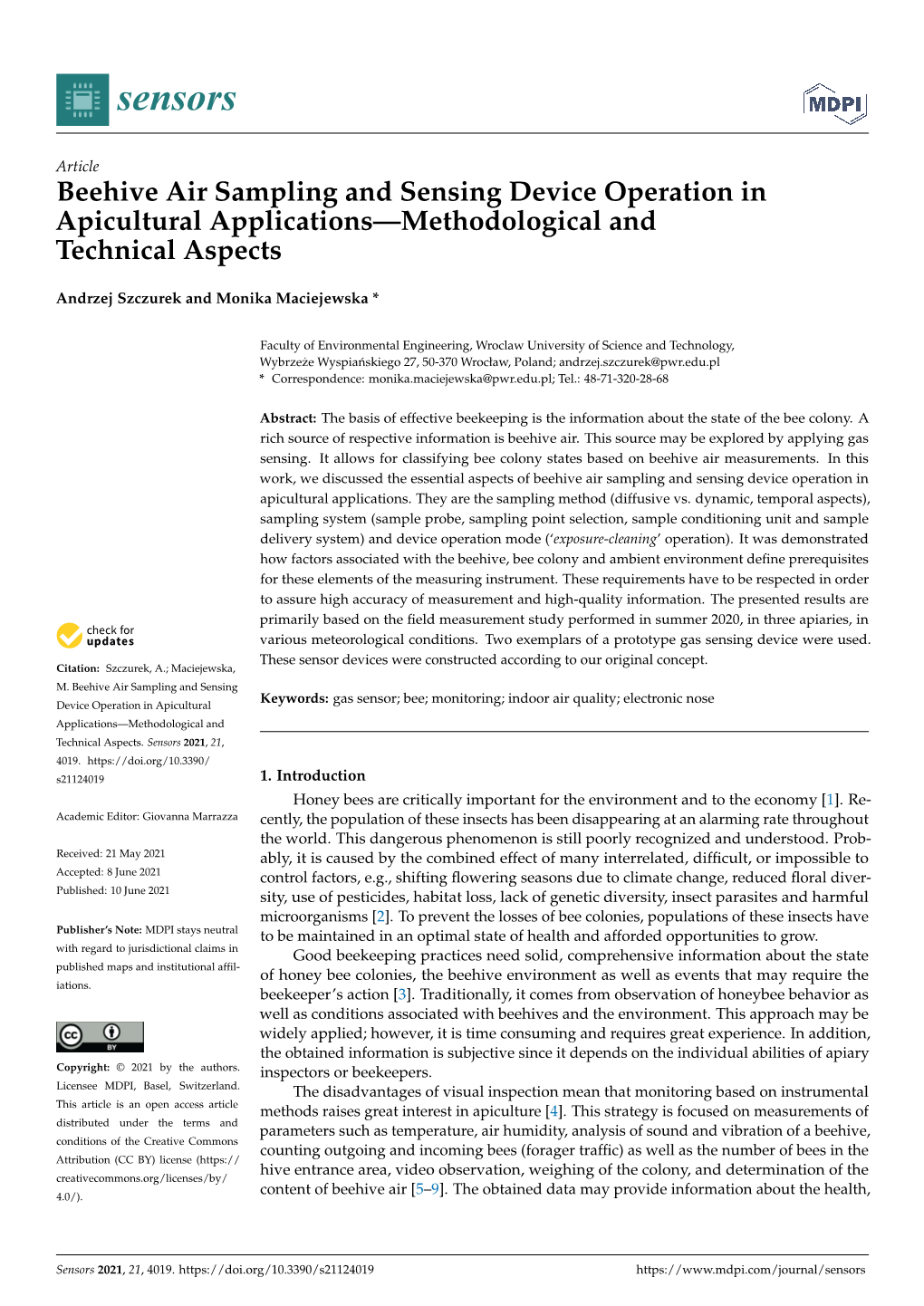 Beehive Air Sampling and Sensing Device Operation in Apicultural Applications—Methodological and Technical Aspects