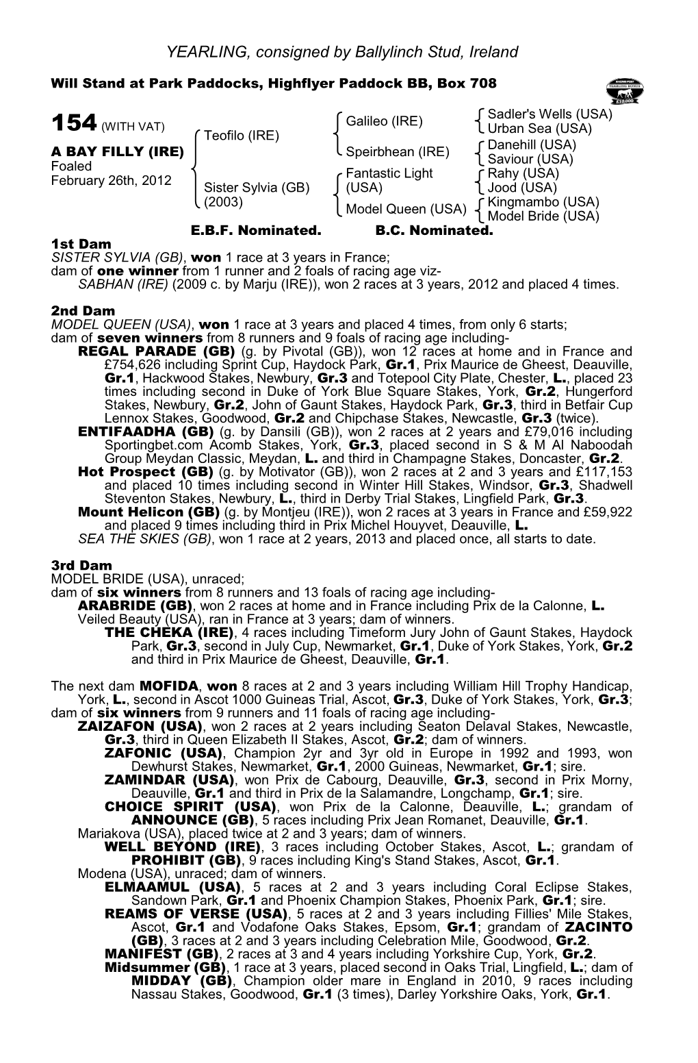 YEARLING, Consigned by Ballylinch Stud, Ireland