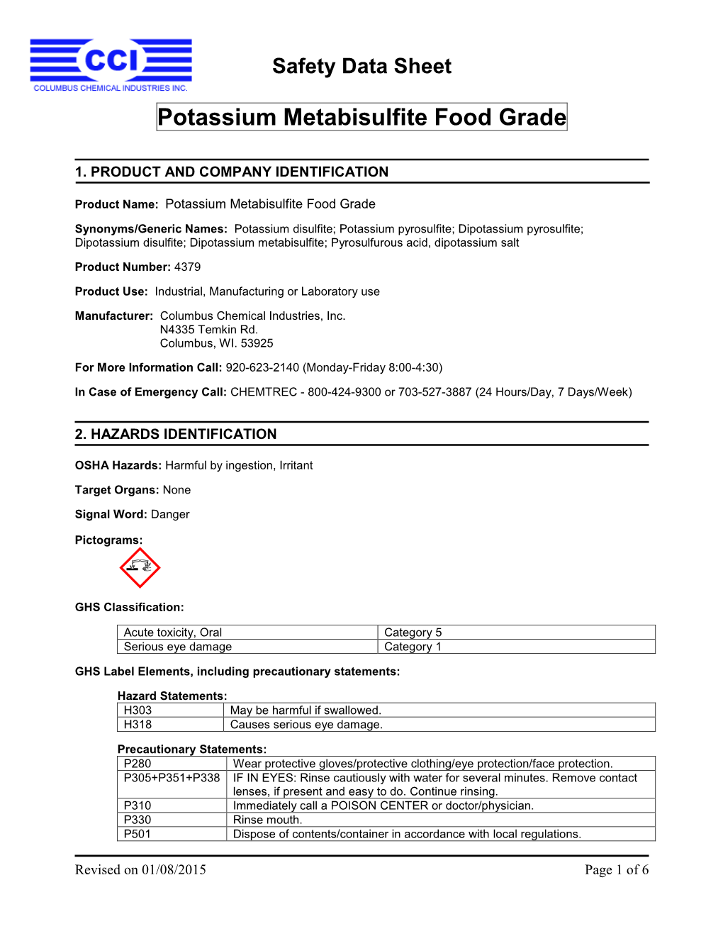 Potassium Metabisulfite Food Grade