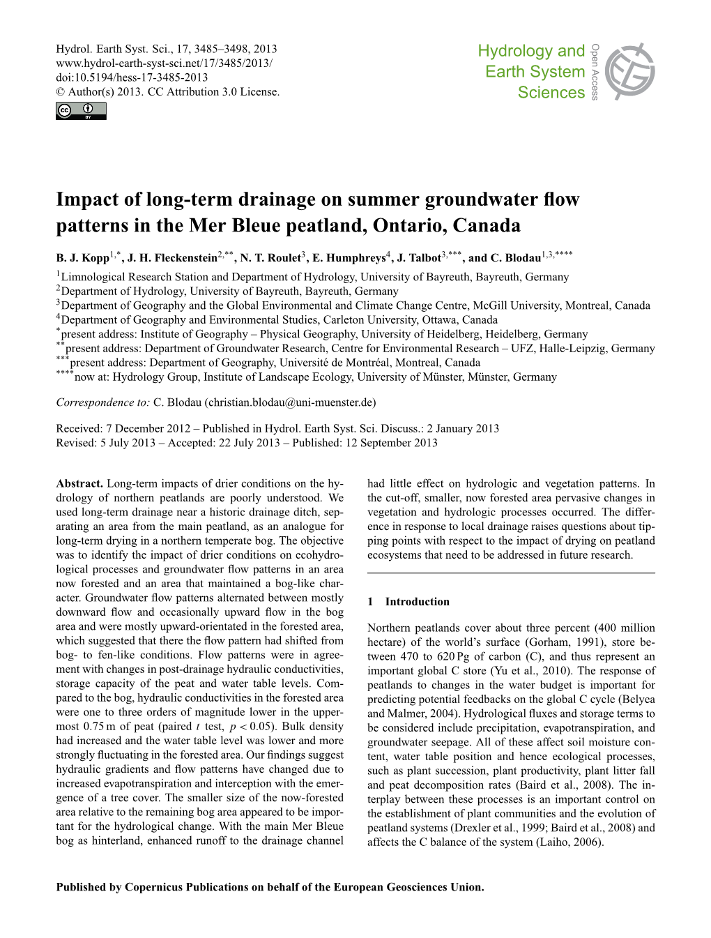 Impact of Long-Term Drainage on Summer Groundwater Flow Patterns