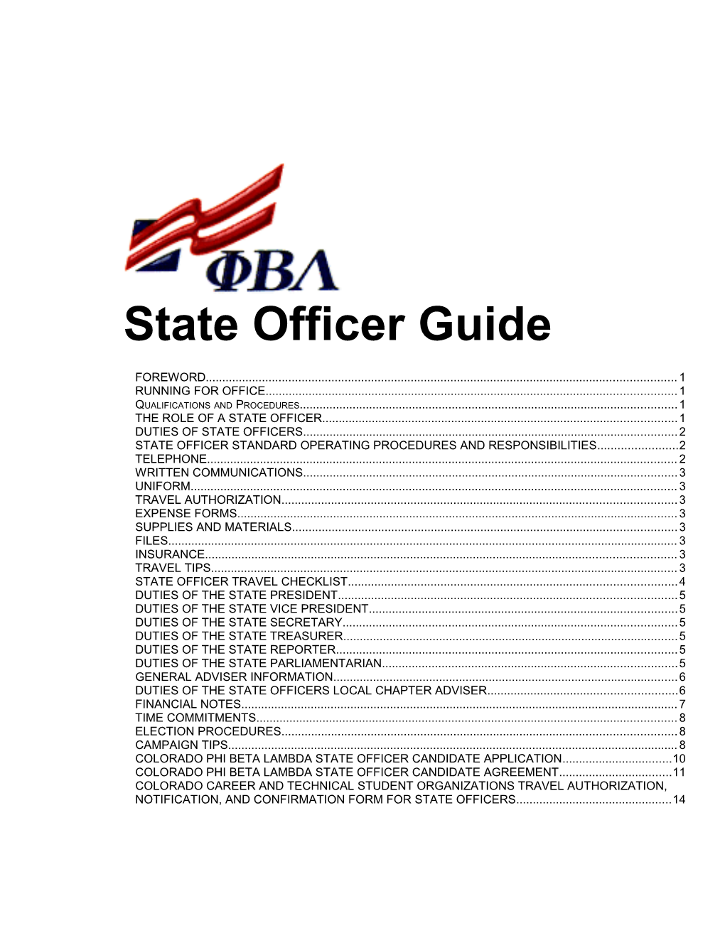 State Officer Guide