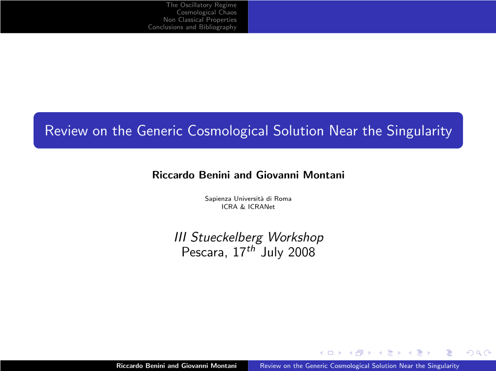 Review on the Generic Cosmological Solution Near the Singularity